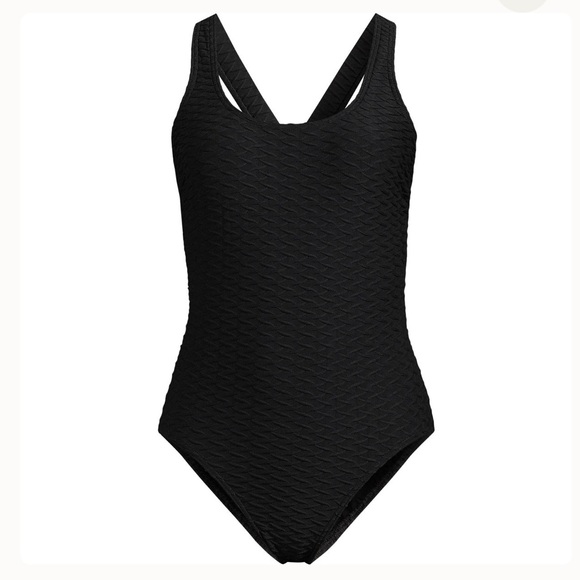 Lands end Texture Tugless X-Back One Piece Swimsuit black - Picture 8 of 8